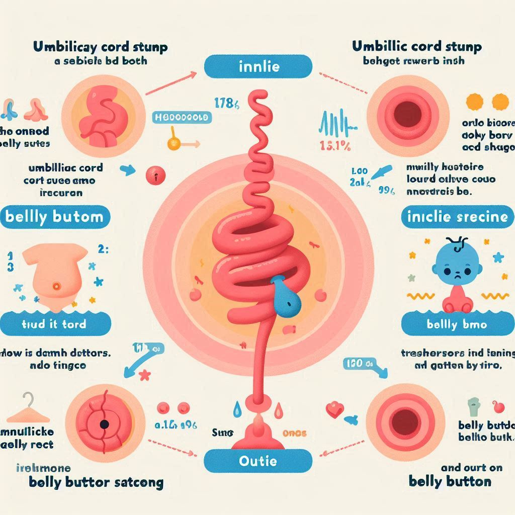 An infographic illustrating the process of how umbilical cord stumps heal after birth